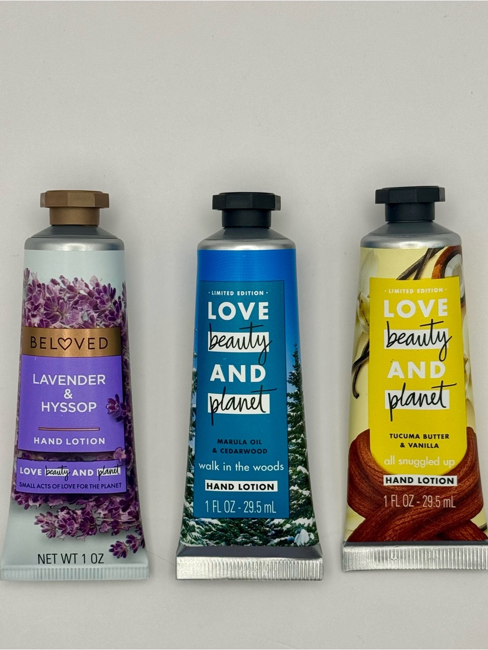 Love Beauty and Planet Hand Lotion Trio - Lavender, Vanilla, Walk in the Woods